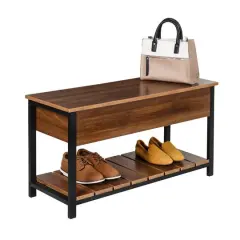 Honey Can Do Walnut Entryway Shoe Storage & Bench