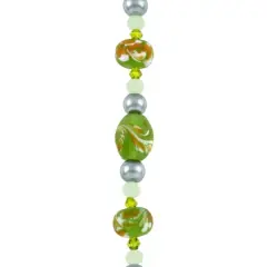 Green Lampwork Glass Swirl Rondelle & Oval Beads by Bead Landing&trade;