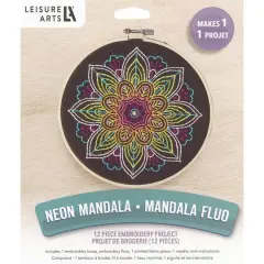 Leisure Arts&reg; 6" Neon Mandala Embroidery Kit