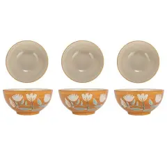 Hello Honey&reg; 8" Hand-Painted Wax Relief Pattern Stoneware Bowls, 6ct.