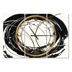 Designart 'Gold Metallic Circle Modern Multipanel Wall Clock
