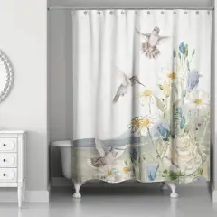 Hummingbirds with Flowers 71" x 74" Shower Curtain
