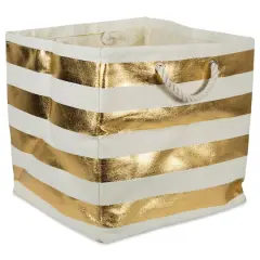 DII&reg; 16" Striped Woven Paper Storage Cube Gold