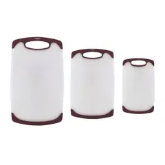 Farberware Non-Slip Plastic Cutting Board Set Maroon