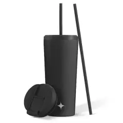 JoyJolt&reg; 20oz. Vacuum Insulated Tumbler with Flip Lid & Straw Black