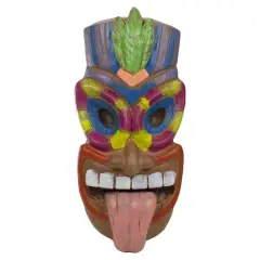 16" Tiki Man Sticking Out Tongue Hanging Wall Decor
