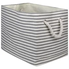 DII&reg; Medium Pinstripe Rectangle Woven Paper Storage Bin Gray
