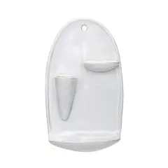 Hello Honey&reg; 9" White Stoneware Wall Vase with 2 Shelves & Reactive Glaze