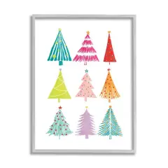 Stupell Industries Varied Fun Christmas Trees Framed Giclee Art Gray