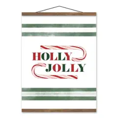 Holly Jolly Candy 16x20 Teak Hanging Canvas