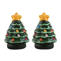 3.75" Green Ceramic Christmas Tree Salt & Pepper Shakers
