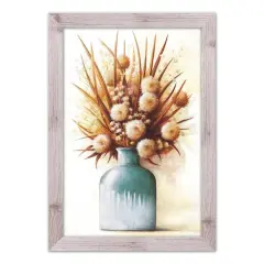 Teal Harvest Still Life Western White Framed Print