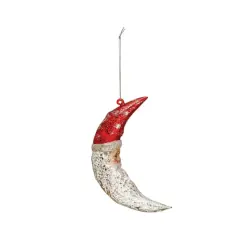 Hello Honey&reg; 6" Red & Silver Mercury Glass Santa Moon Ornament