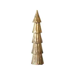 Hello Honey&reg; 12.25" Tall Carved Mango Wood Tree with Rubbed Gold Foil Finish