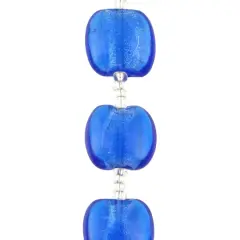 Blue Lampwork Glass Puffed Coin Beads by Bead Landing&trade;