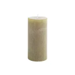 Hello Honey&reg; 3" x 6" Olive Unscented Pleated Pillar Candle