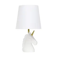 Simple Designs 15.5" Unicorn Table Lamp White/Gold Glitter