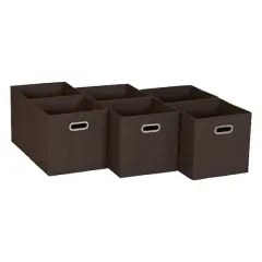 6 Pack Household Essentials 11" Fabric Storage Bins Brown
