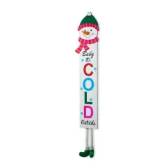 Glitzhome&reg; 4.5ft. Wooden Snowman Porch Sign with Fabric Dangling Legs
