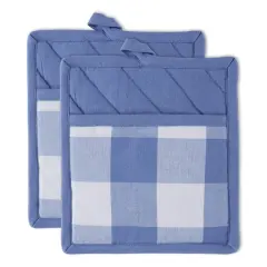 DII&reg; Buffalo Check Potholders, 2ct. Stonewash Blue