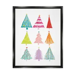 Stupell Industries Varied Fun Christmas Trees Framed Floater Canvas Wall Art Black