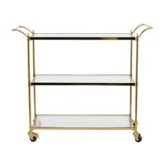 Brass Iron Traditional Bar Cart, 31" x 38" x 14"