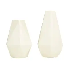 CosmoLiving by Cosmopolitan Cream Iron Contemporary Vase, 12" x 10"