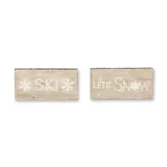 15" Let It Snow & Ski Plaque Set