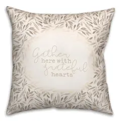 Greige Fall Leaves Gather Throw Pillow