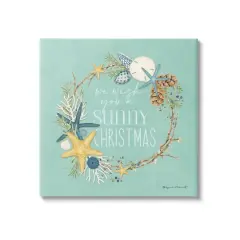 Stupell Industries Wish You A Sunny Christmas Wreath Canvas Wall Art