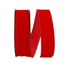 The Ribbon Roll 2.5" x 50yd. Velvet Wired Ribbon Red