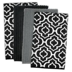 DII&reg; Black Lattice Microfiber Dishtowel Set