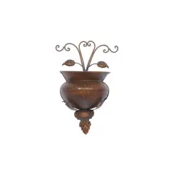 18" Dark Brown Iron Traditional Planter