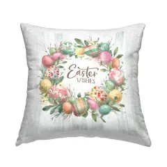 Stupell Industries Easter Wishes Wreath Outdoor Printed Pillow