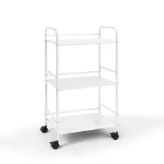 SunnyPoint 3-Tier Metal Rolling Utility Cart White