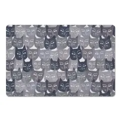 Gray Cat Face Pattern 27" x 18" Floor Mat