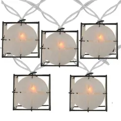 10ct. Pearlized White & Black Lantern Patio String Lights