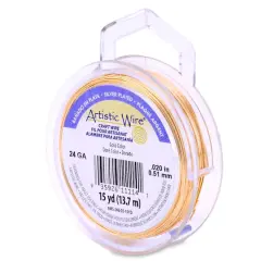 Artistic Wire&reg; 24 Gauge Silver Plated Tarnish Resistant Colored Copper Craft Wire, 15yd. Gold