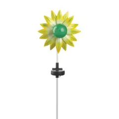 21.5" Green and Yellow Flower Solar Stake