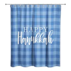 Happy Hanukkah Buffalo Check Shower Curtain