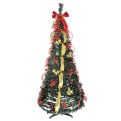 6ft. Pre-Lit And Pre-Decorated Artificial Pop-Up Christmas Tree, Clear Lights