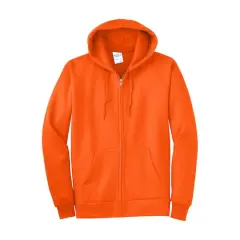 Port & Company&reg; Essential Fleece Full-Zip Hooded Sweatshirt Safety Orange