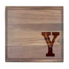 Floral Monogram Walnut Cutting Board Y