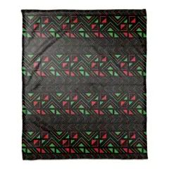 Kwanzaa Triangle & Geometric Pattern Coral Fleece Blanket