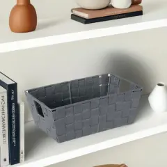 Simplify Small Gray Woven Storage Shelf Bin