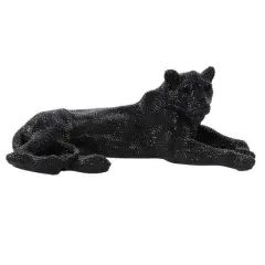 39" Black Glam Leopard Sculpture