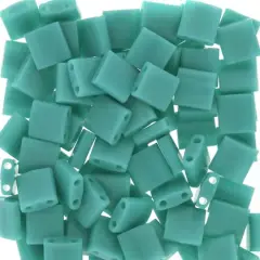 Miyuki&reg; Tila&reg; 5mm 2-Hole Square Glass Seed Beads Turquoise Opaque