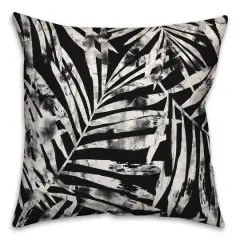 18" x 18" Distressed Leaves Indoor/Outdoor Throw Pillow Black
