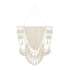 66" Traditional Macram&eacute; & Wood Wall D&eacute;cor Brown