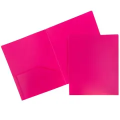 JAM Paper Heavy Duty Plastic 2-Pocket Folders, 6ct. Fuchsia